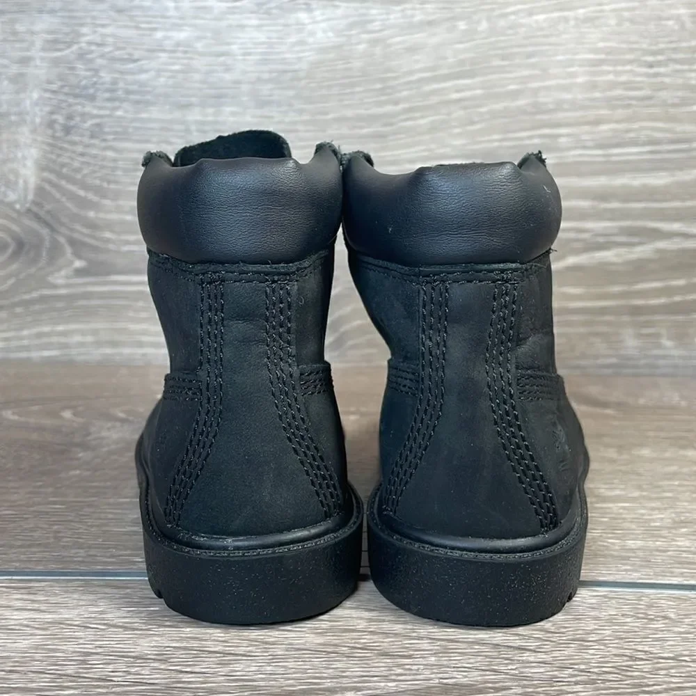 Timberland 6” Classic Waterproof Black Leather Toddler Boy Size 7 Lace Up Boots